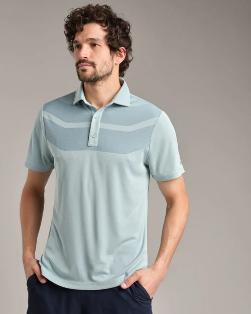 Rhone Men's Cross Court Polo Shirt - Moisture-Wicking Performance Golf & Tennis Shirt in Blue Water - Perfect for Workouts, Casual Wear & Outdoor Activities