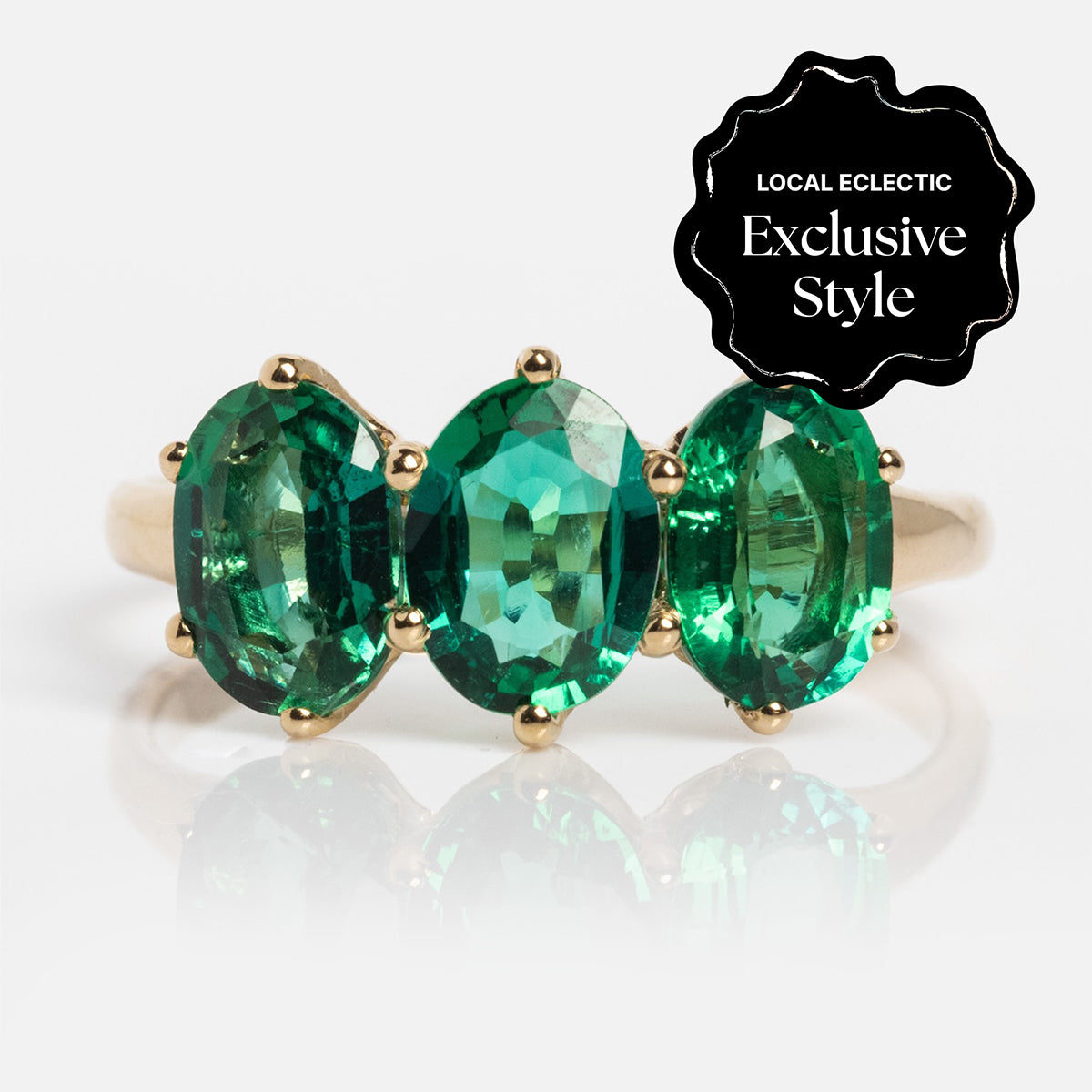 14K Lab Emerald Queenie Ring - Unique Handcrafted Emerald Ring for Women | Perfect for Weddings, Anniversaries & Special Occasions