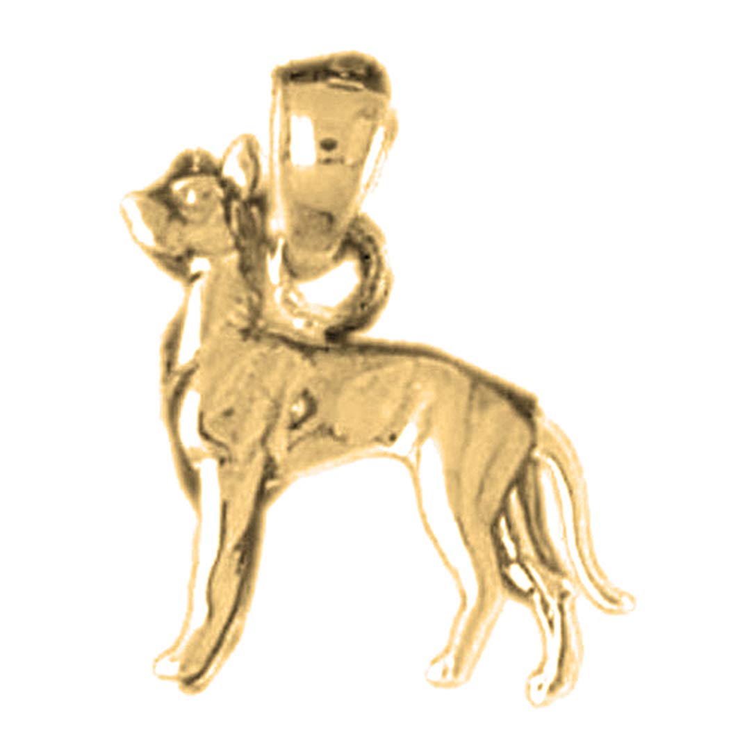 14K Yellow Gold Dog Pendant Necklace - 18mm Handmade Jewelry for Pet Lovers - Perfect Gift for Dog Owners & Animal Enthusiasts