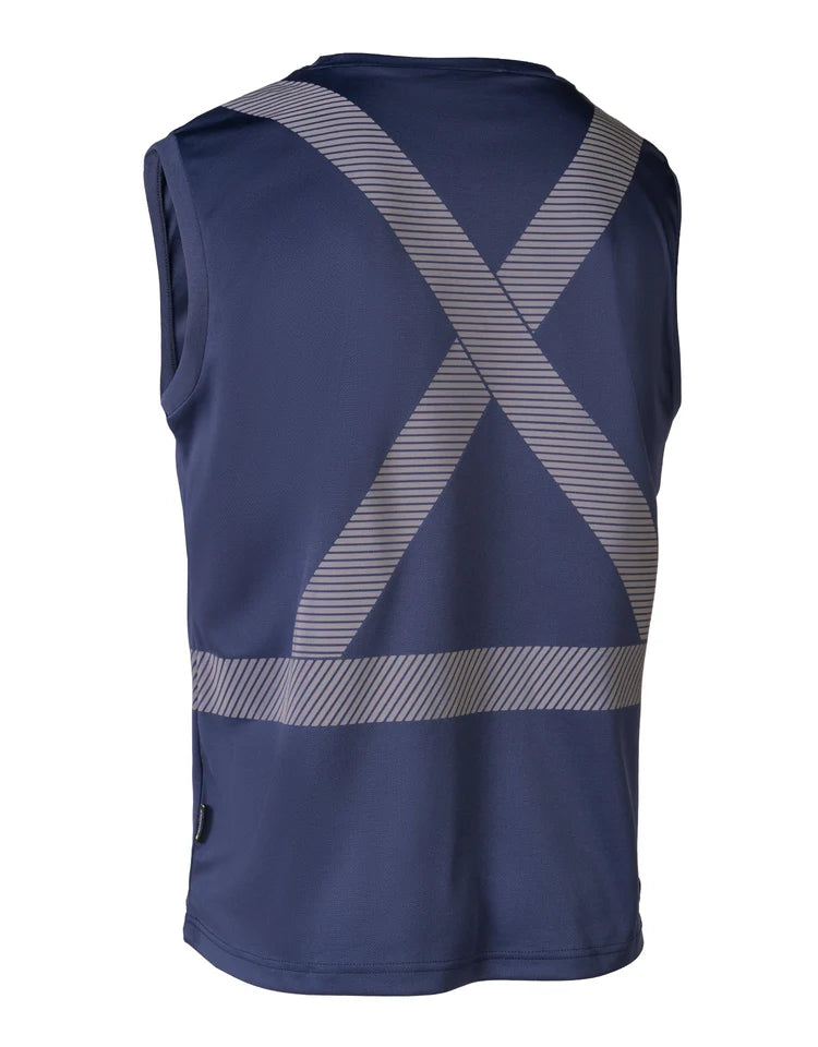 High Visibility Sleeveless Safety Tee - Forcefield 022 BEPMT Reflective Workwear for Construction, Cycling & Night Running