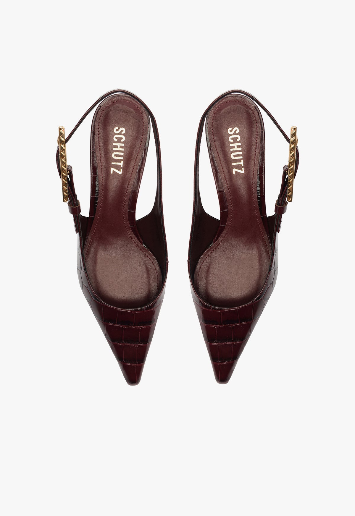 Ciara Crocodile Embossed Leather Pumps - Mid Heel (2.4