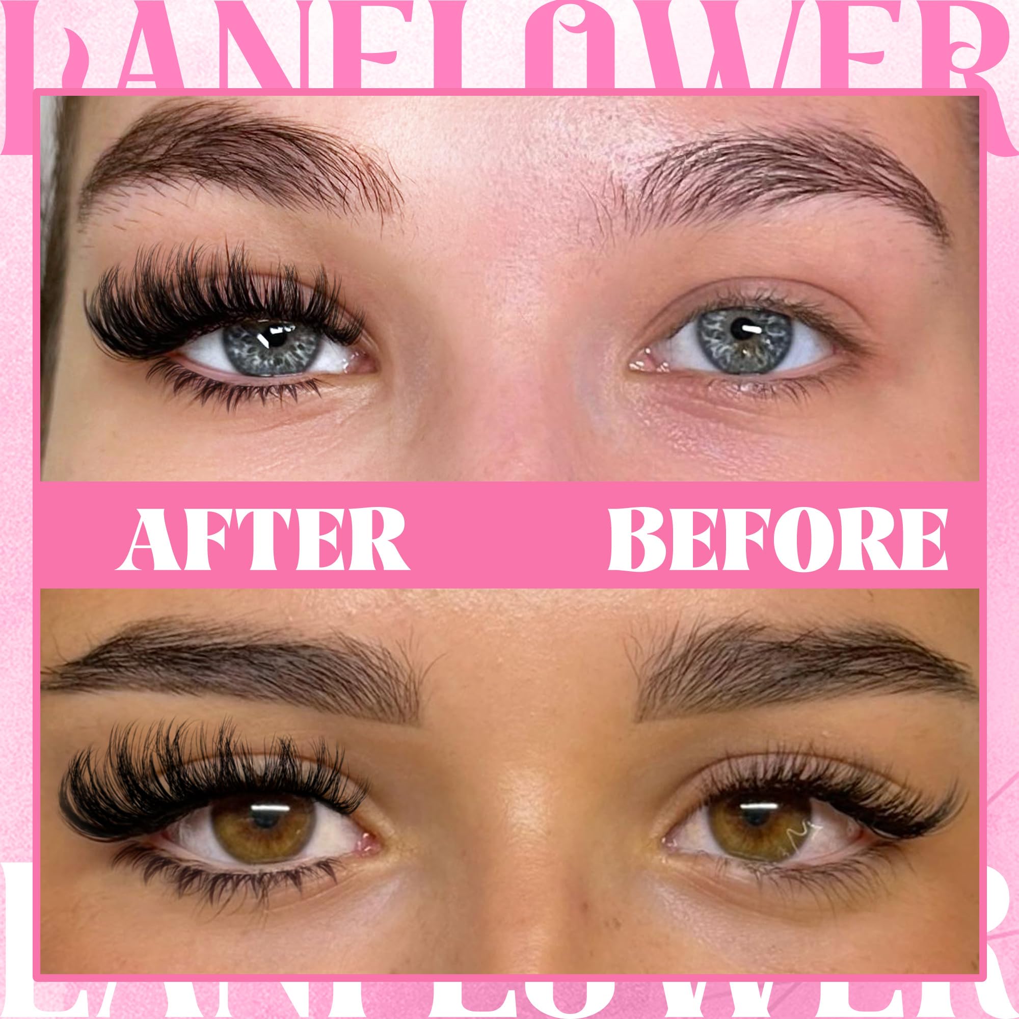 Lanflower Lash Clusters Kit with Bottom Lashes - 120D Thick Volume Waterproof Eyelash Extensions | D Curl Fluffy Individual Lashes 10-18mm | Perfect for Daily Wear, Special Occasions & Professional Makeup