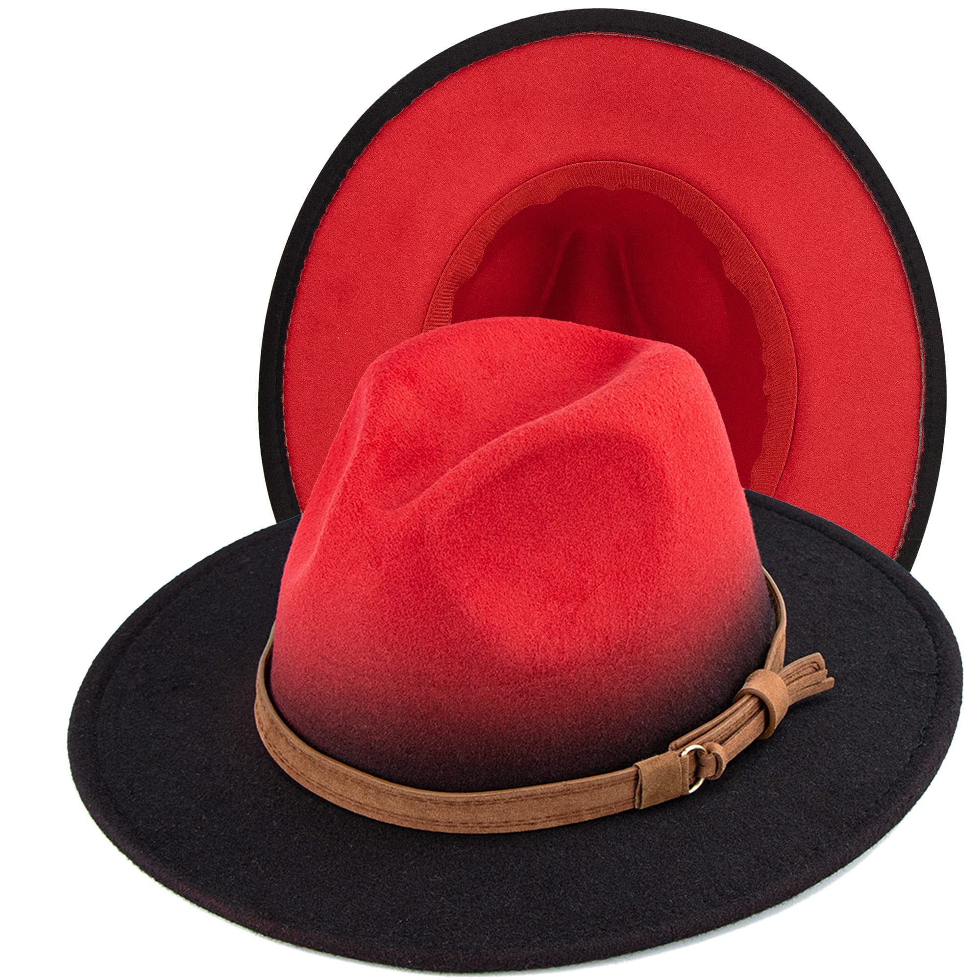 Ombre Felt Fedora Hat for Women & Men - Wide Brim Sun Hat with Jazz Style - Panama Gentleman Hat for Outdoor, Beach, and Special Occasions