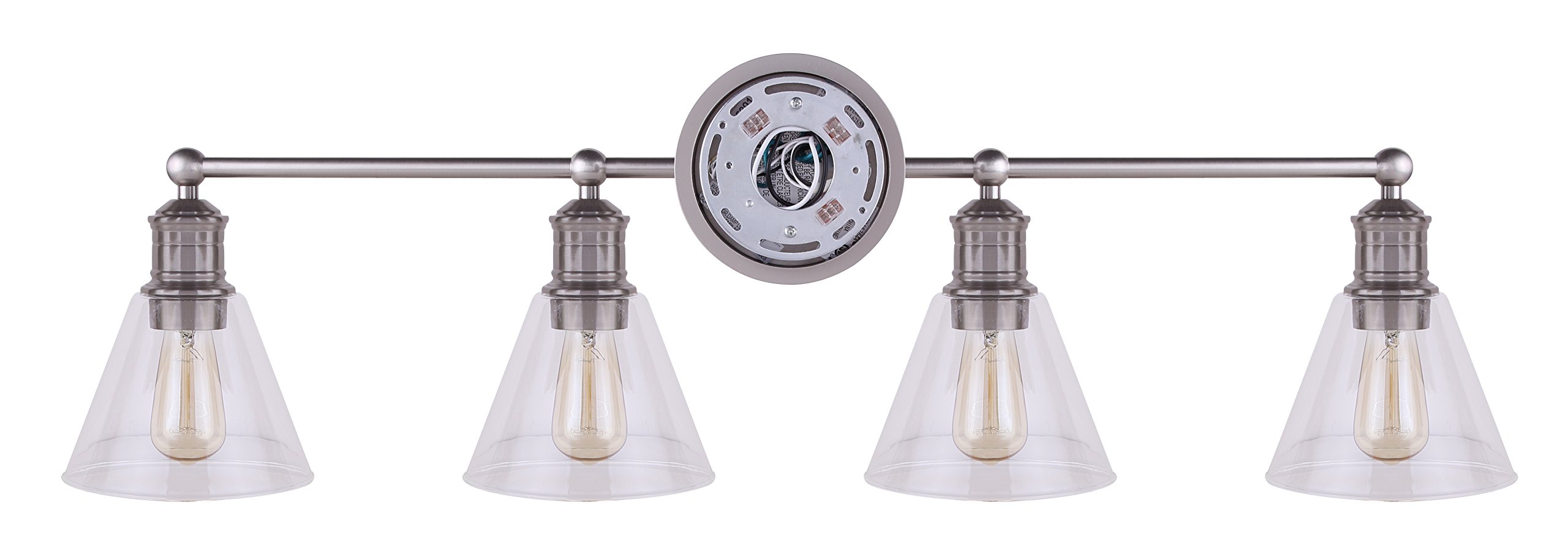 CANARM IVL628A04BN LTD Larken 4-Light Bathroom Vanity Light Fixture, Brushed Nickel Finish with Clear Glass Shades - Perfect for Bathroom, Powder Room, and Dressing Room Lighting