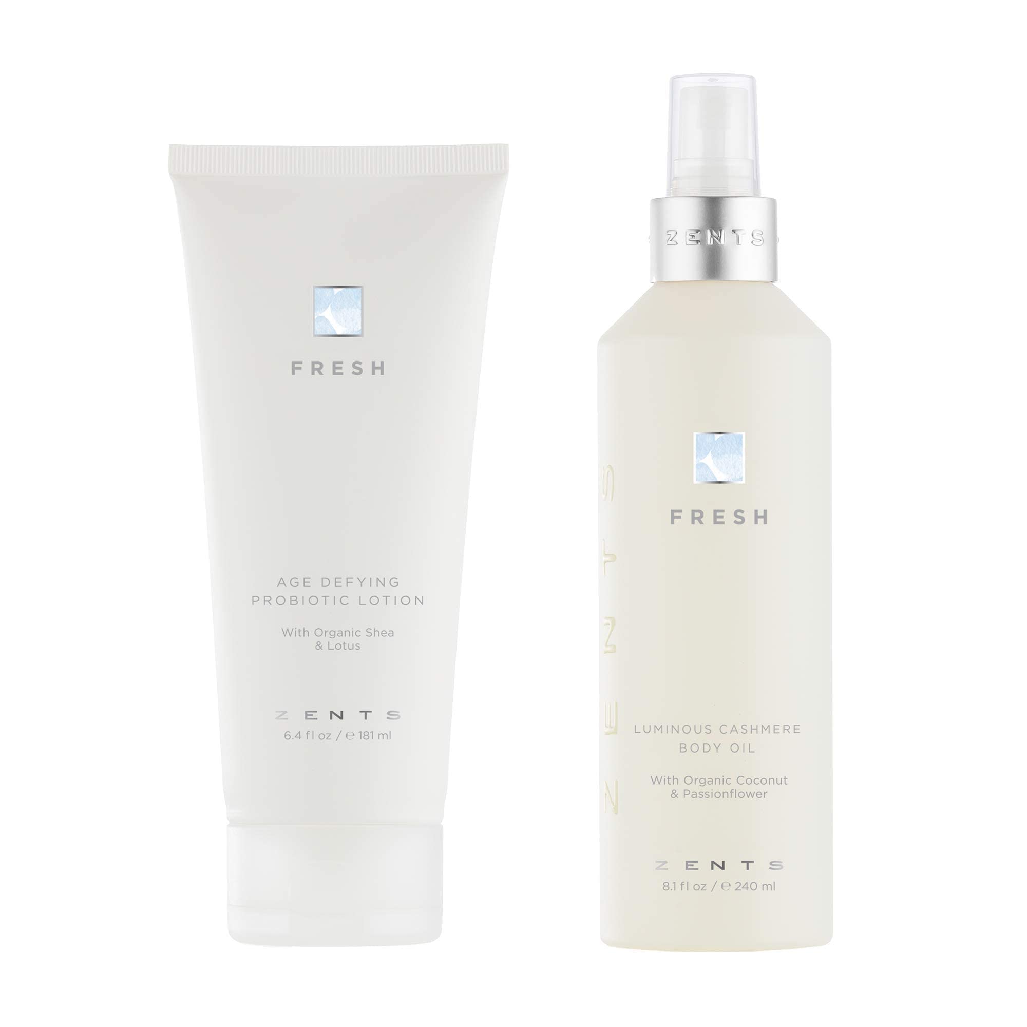 ZENTS Body Lotion & Cashmere Oil Set - Anti-Aging Probiotic Skincare with Organic Coconut Oil for Dry Skin - Hydrating, Moisturizing & Healing Duo for Soft, Nourished Skin - Perfect for Daily Skincare Routine & Spa-Like Self-Care