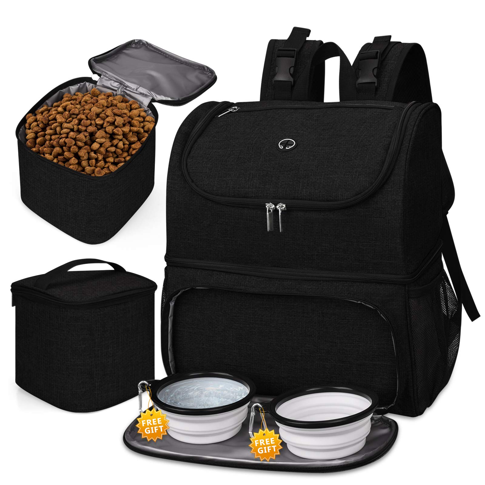 BAGLHER Pet Travel Backpack with Bowls - Durable Double-Layer for Dogs & Cats - Outdoor Adventures