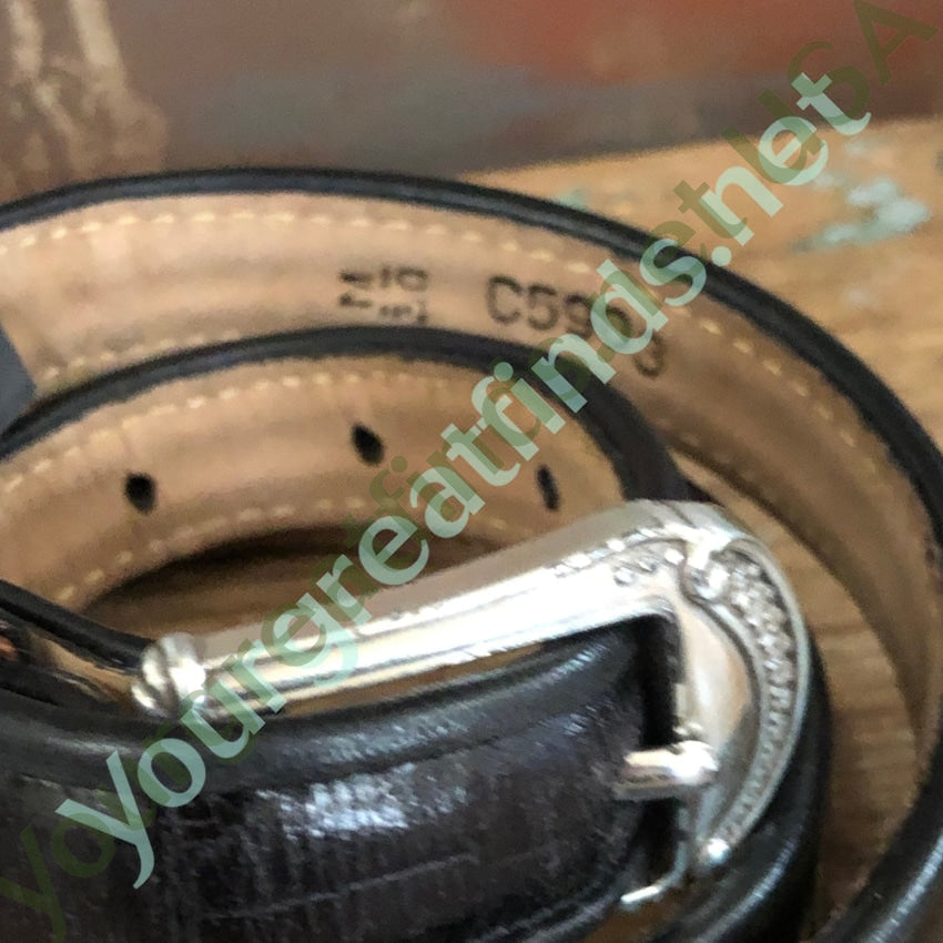 Vintage Brighton Black Leather Belt with Cute Little Lock - Stylish Adjustable Waist Belt for Women | Perfect for Jeans, Dresses & Casual Outfits