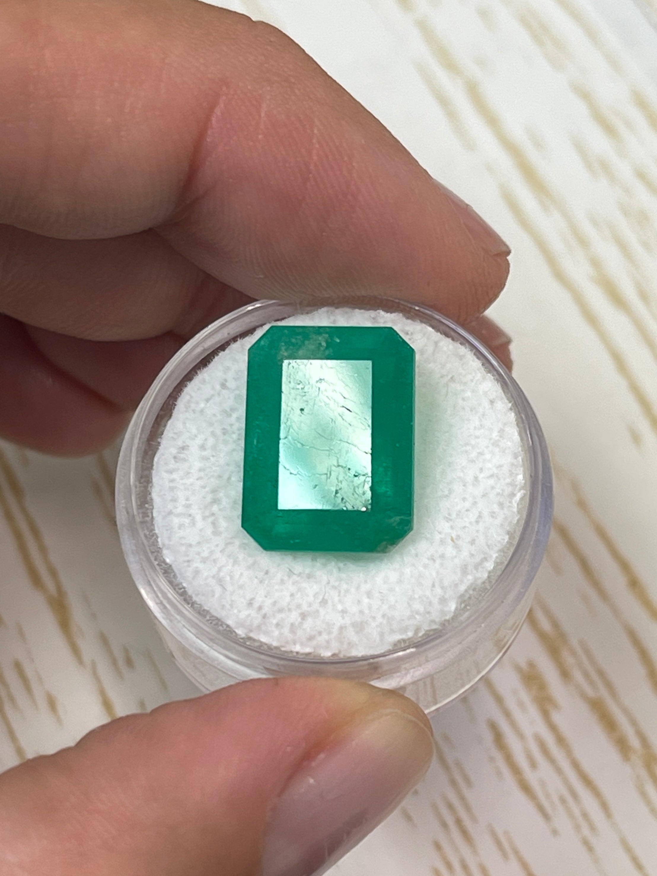 12.13 Carat Natural Colombian Emerald Loose Gemstone - 15.5x11.5mm Emerald Cut for Jewelry Making & Engagement Rings