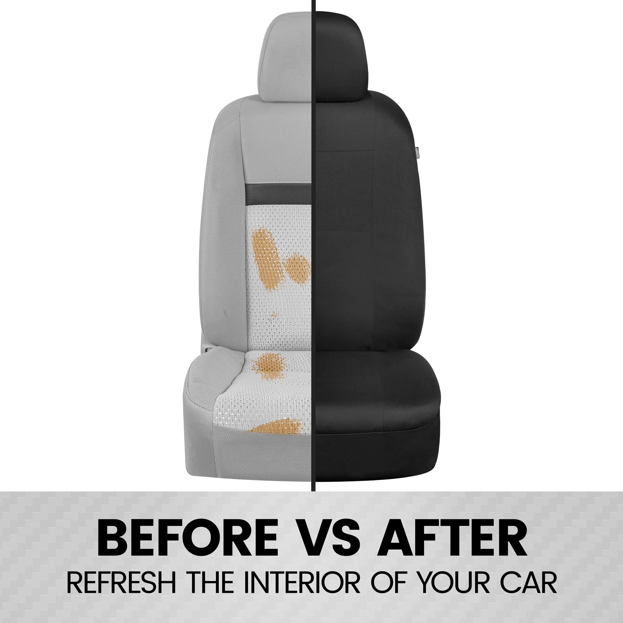 BDK PolyPro Full Set Car Seat Covers in Solid Black with Steering Wheel Cover & Seat Belt Pads - Universal Fit for Front & Rear Split Bench Seats | Easy Installation | Compatible with Cars, Trucks, Vans & SUVs | Perfect for Daily Commuting, Road Trips & Protecting Your Vehicle Interior