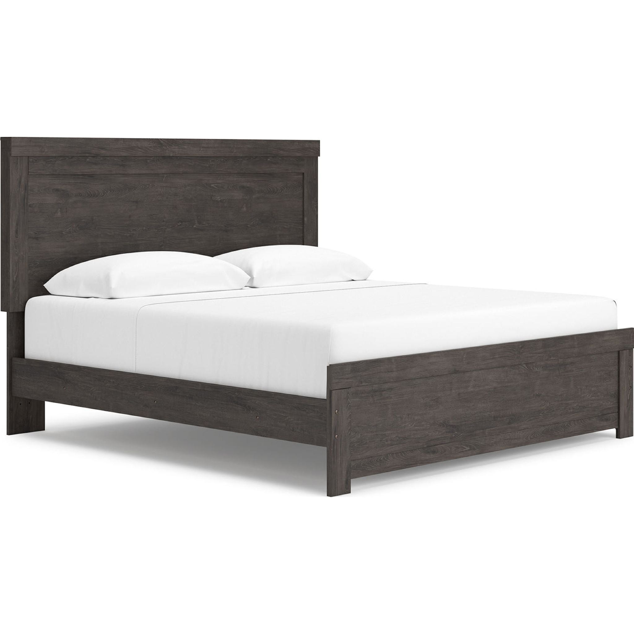 Brinxton King Panel Bed Frame - Charcoal Upholstered Headboard & Footboard - Modern Bedroom Furniture for Master Suite & Guest Room