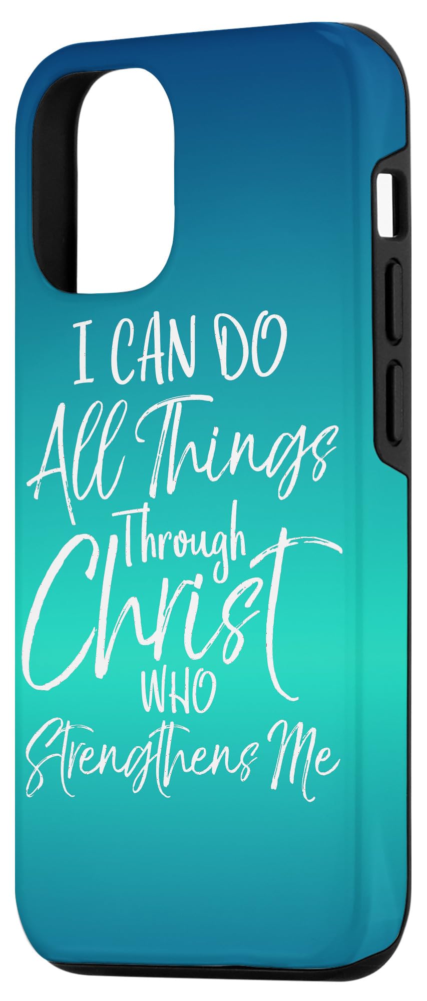 iPhone 12/12 Pro Case - Blue Gradient Christian Design with 'I Can Do All Things' Bible Verse - Perfect for Church, Daily Use & Inspirational Gift