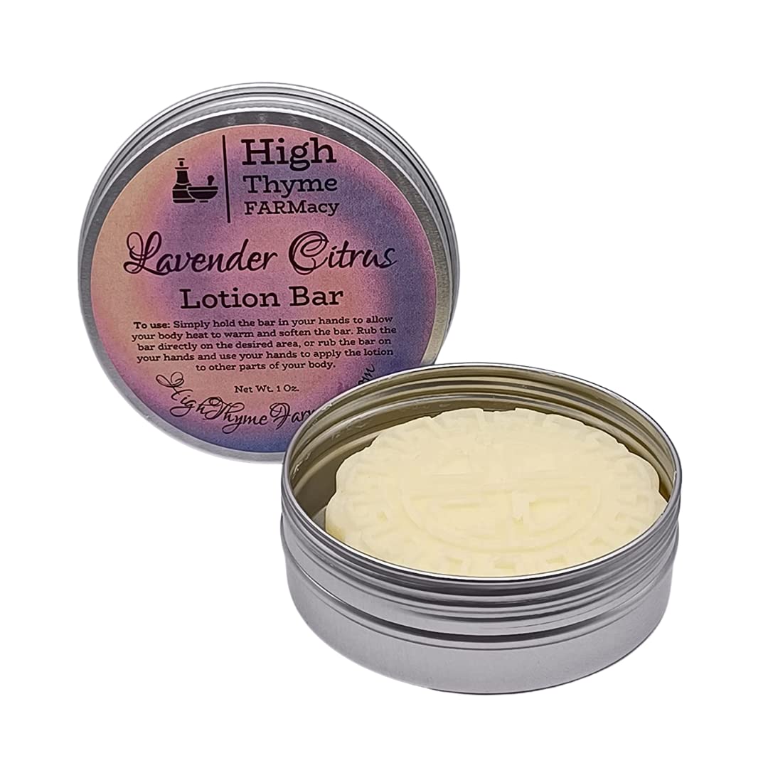All-Natural Lavender Citrus Lotion Bar for Dry Skin - Moisturizing Beeswax & Shea Butter Handmade Solid Lotion - Waterless, Eco-Friendly Travel Lotion Bar - Perfect for Massage, Gifts & On-The-Go Hydration