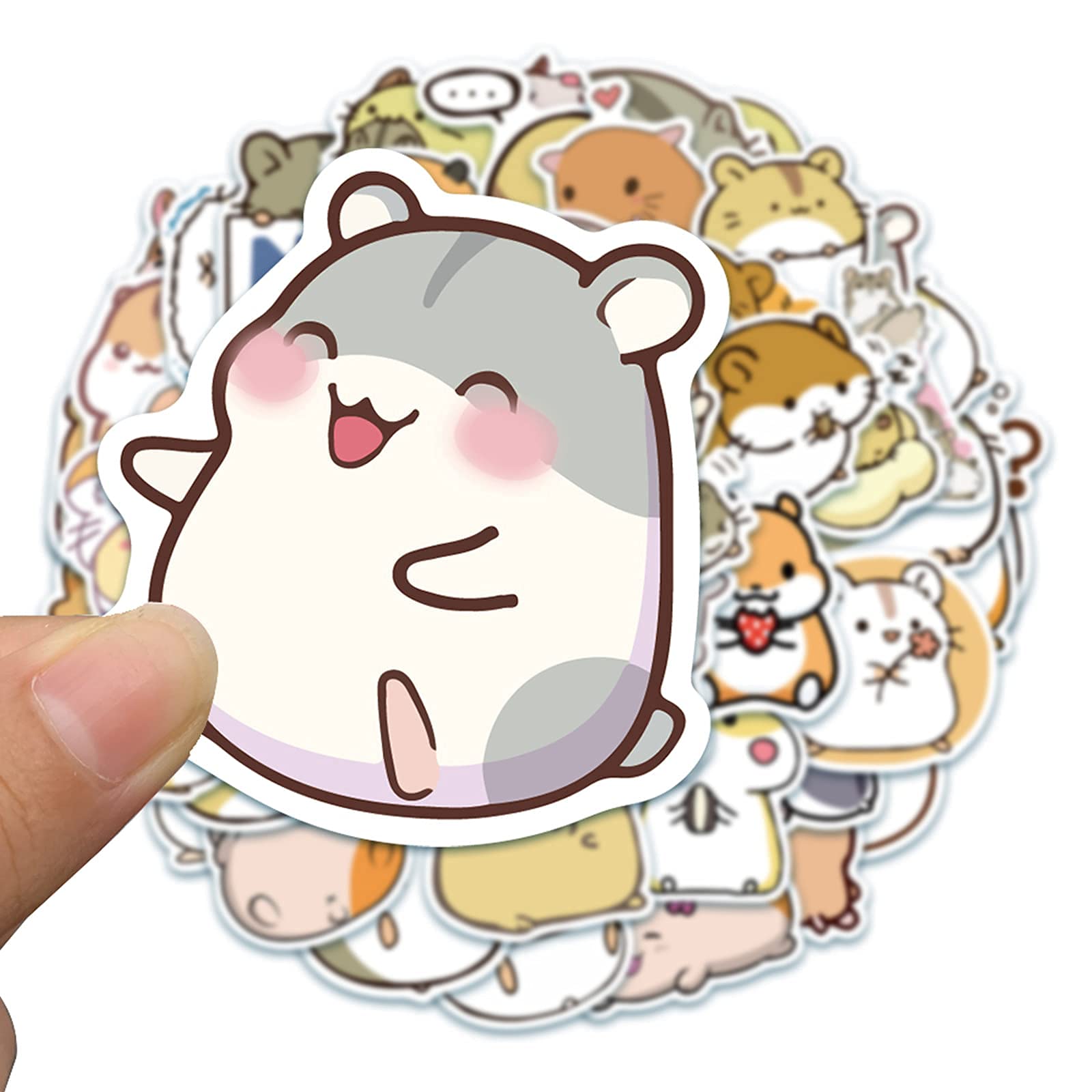 100 PCS Cute Hamster Stickers - Waterproof Vinyl Animal Decals for Laptop, Water Bottle, Luggage & Skateboard - Fun DIY Scrapbooking & Kids Room Decor