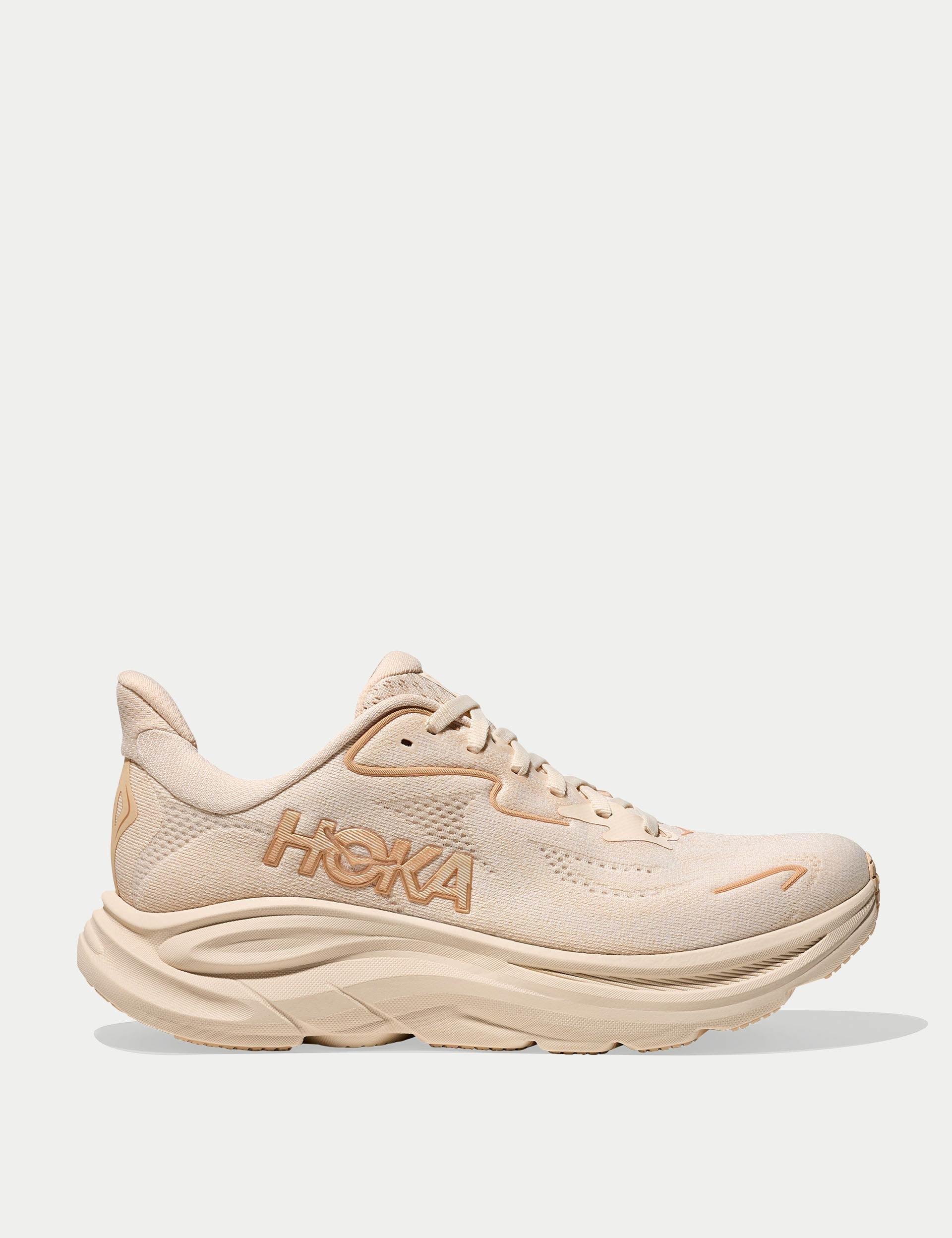 HOKA Clifton 10 Running Shoes for Men & Women - Lightweight Cushioned Sneakers in Vanilla/Birch - Perfect for Road Running, Jogging & Daily Wear