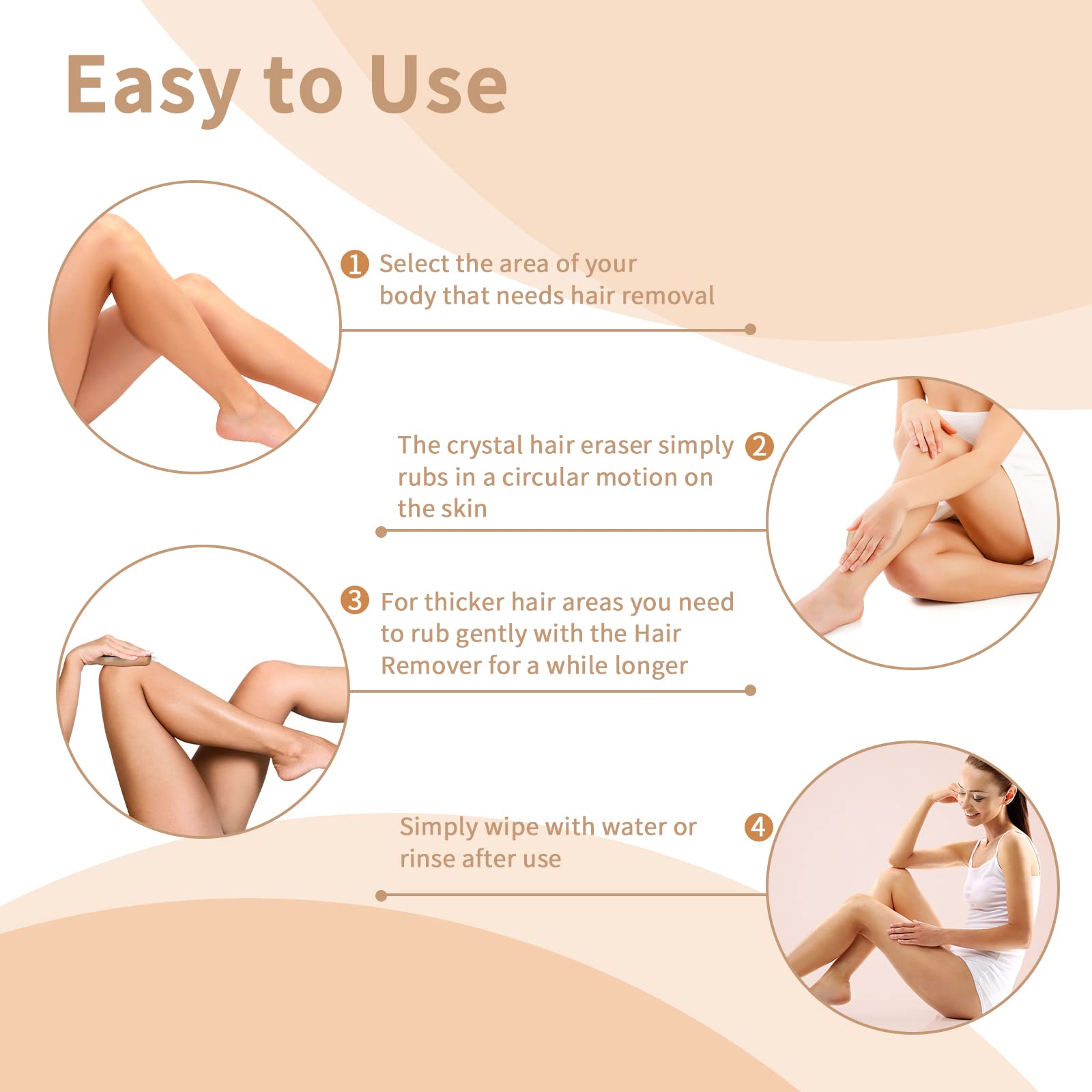 Bleame Crystal Hair Eraser Stone - Painless Magic Hair Removal Tool for Women & Men, Exfoliating Body Hair Remover for Arms, Legs, Back & Any Body Part (Gold) | At-Home Hair Removal & Smooth Skin Solution for Daily Use