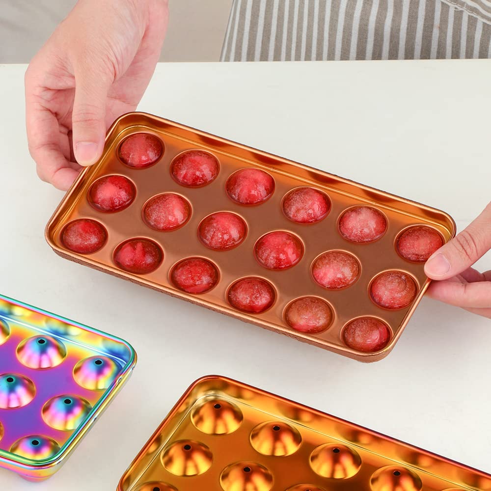 Premium Stainless Steel Ice Cube Tray with Ice Tong & Straw Spoon - Durable, Flexible Rose Gold Ice Mold for Cocktails, Whiskey, Chocolate Making - Perfect for Home Bars, Parties & Gift Giving