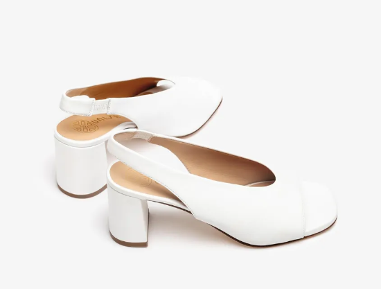 UNISA Women's White Leather Peep Toe Slingback Heels - Mondy Style Dress Shoes for Weddings, Parties & Office Wear