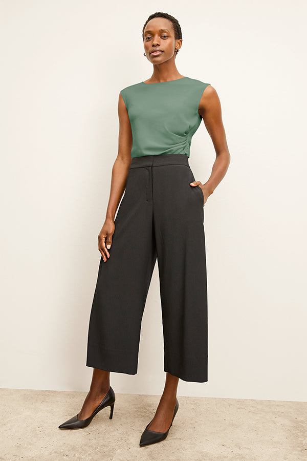 Eco-Friendly Soft Wave Culottes for Women - Comfortable & Stylish Black High Waist Palazzo Pants - Perfect for Casual Wear, Office & Travel