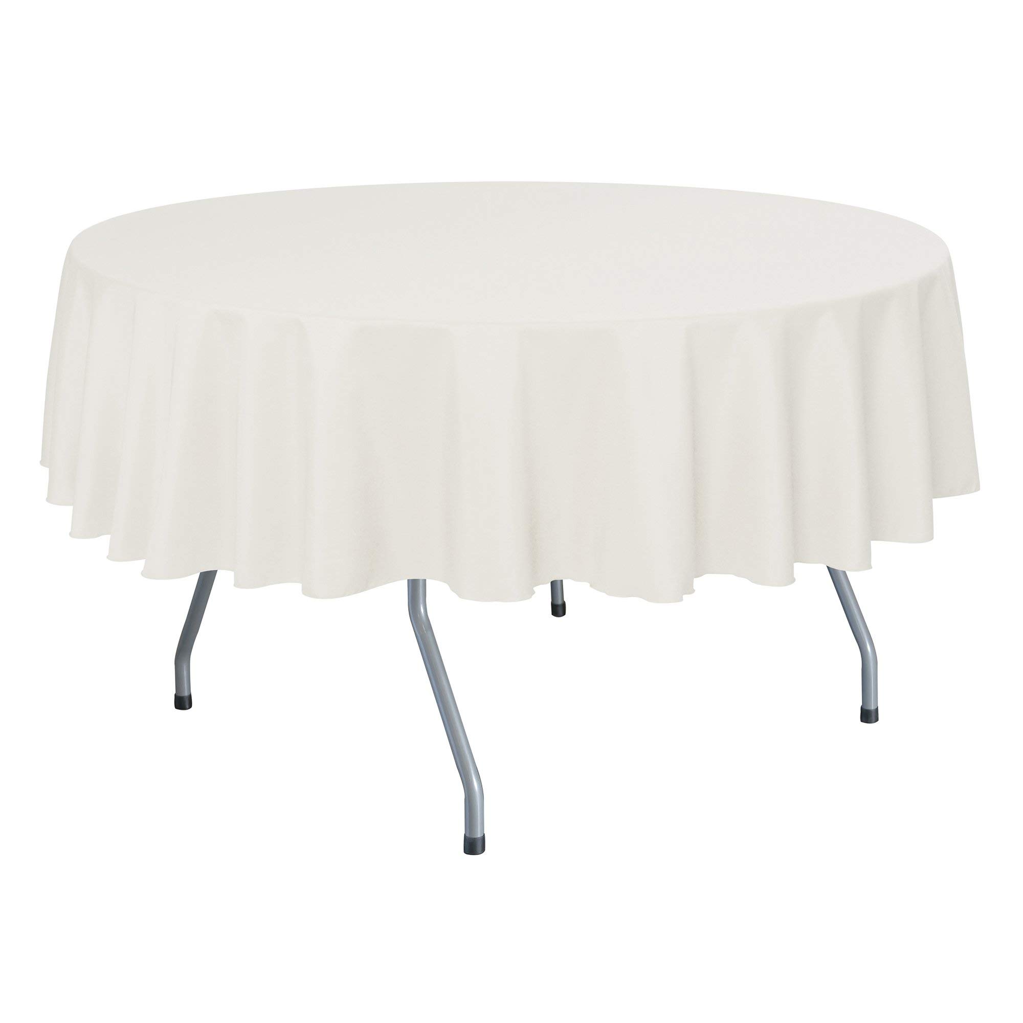 Premium 10-Pack 60-Inch Round Polyester Tablecloths - Wrinkle & Stain Resistant Linen-Like Fabric - Fits 48-60 Inch Tables (Oyster White) - Perfect for Weddings, Parties & Restaurant Dining