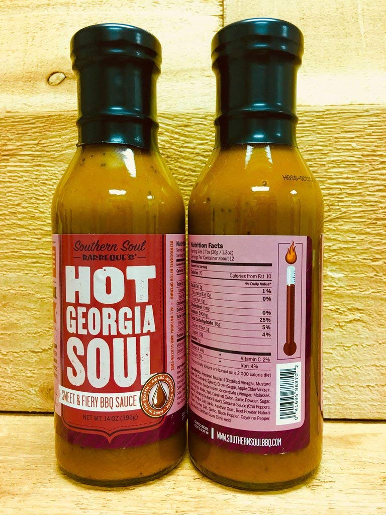 Award-Winning Southern Soul Barbeque BBQ Sauce - Hot Georgia Soul Flavor, 14oz Bottle | Premium Smoky & Tangy Sauce for Grilling, Ribs, Pulled Pork & Southern Cooking