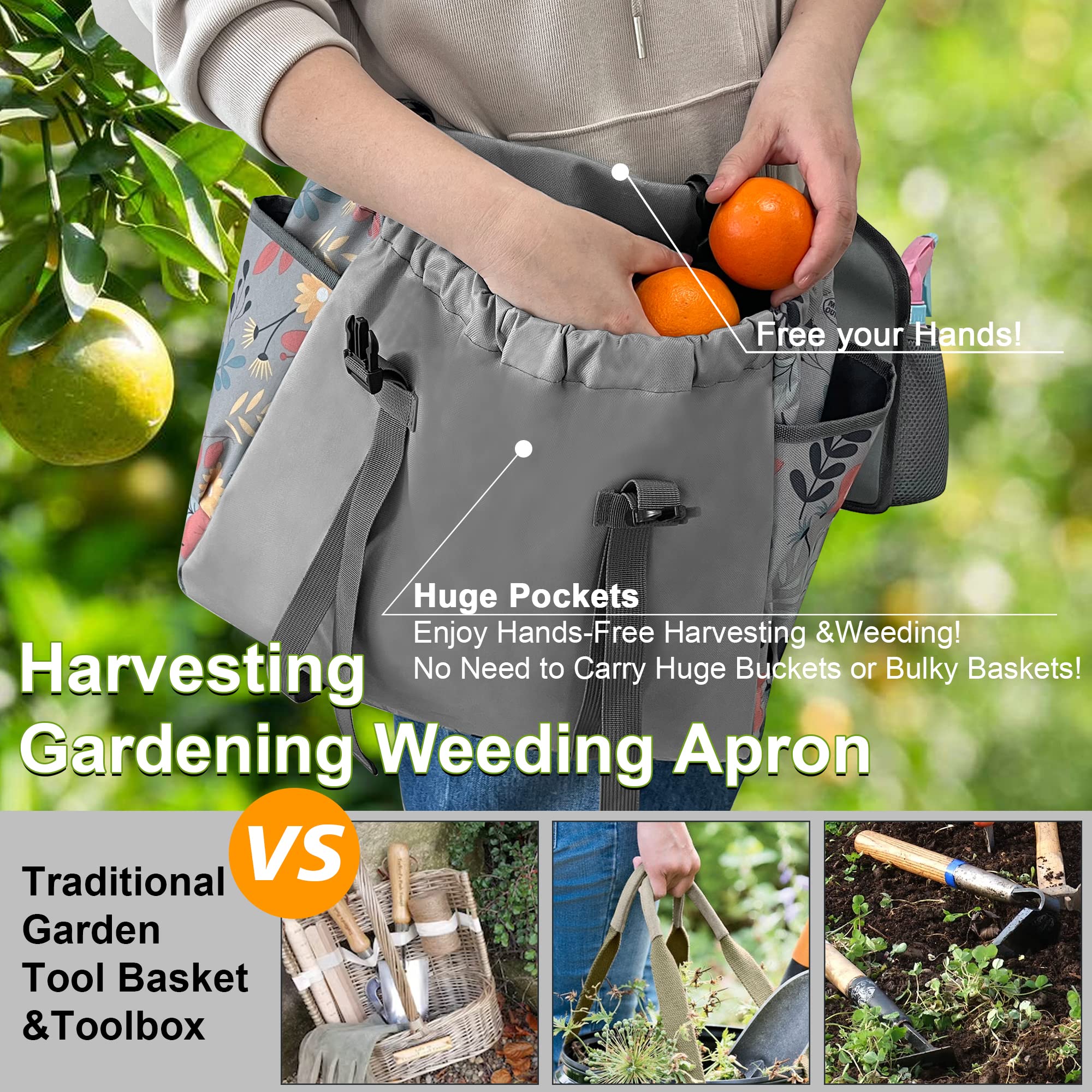 MDSTOP Gardening Apron with Pockets - Heavy Duty Tool Belt Set for Planting, Weeding & Harvesting | Garden Tool Organizer with Multiple Pockets for Pruners, Gloves & Seeds | Perfect for Outdoor Gardening, Landscaping & Farm Work
