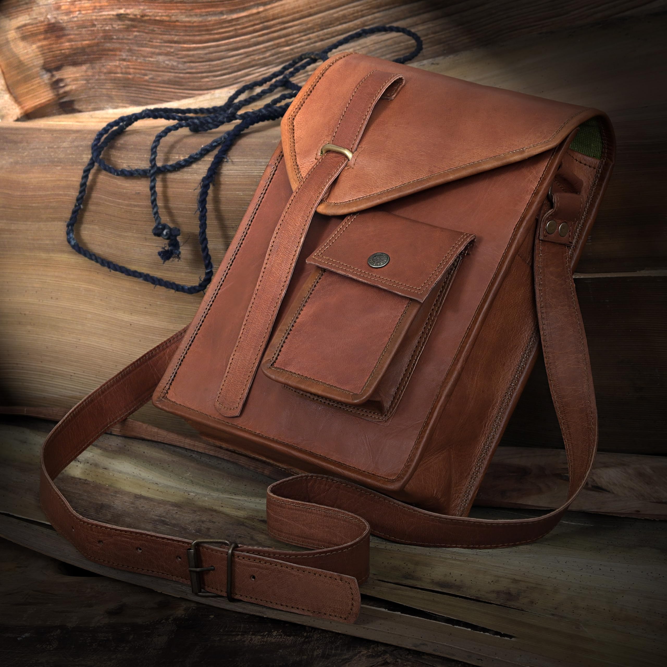 Premium Genuine Leather iPad Messenger Bag - Crossbody Shoulder Satchel for 11 Inch Tablets - Perfect for Work, Travel & Everyday Use