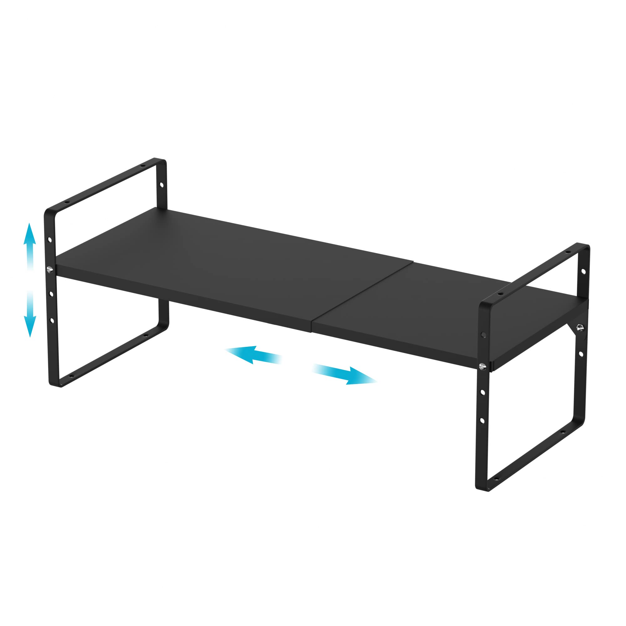 iPEGTOP Expandable Cabinet Organizer - Heavy Duty Steel Spice Rack with Adjustable Height for Kitchen, Pantry, Office & Garage Storage - Space Saving Shelf Riser for Counter Organization (Black, 1 Pack) - Perfect for Small Spaces & Clutter-Free Home Organization