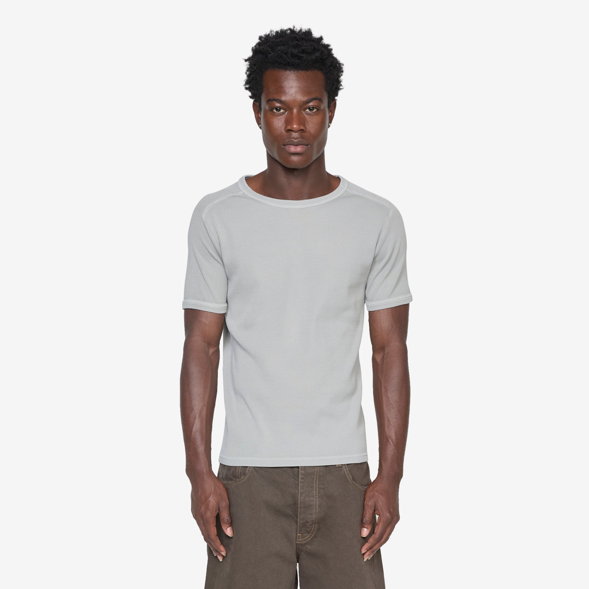 Premium Ribbed Cotton T-Shirt for Men - Soft & Comfortable Grey Tee - Casual Wear, Gym, and Everyday Outfits