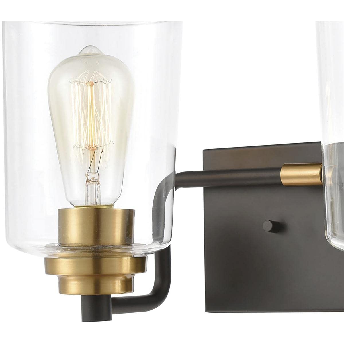 Elk Home Robins Vanity Light - 2-Light Matte Black Bathroom Lighting with Clear Glass Shades, Transitional Style Wall Sconce for Bedroom, Hallway, and Dressing Room