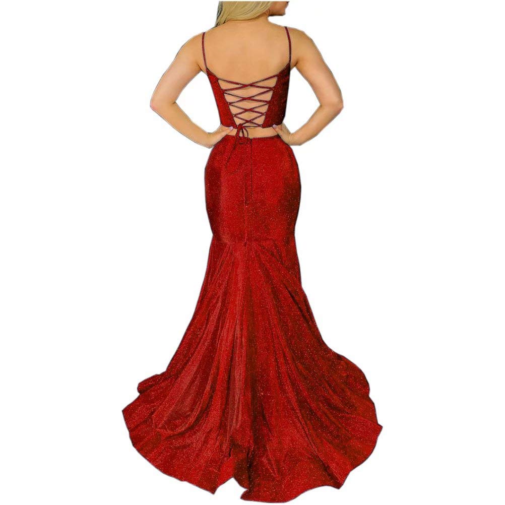 Two-Piece Mermaid Prom Dress with Shimmer & Glitter - Women's Cocktail Evening Gown for Parties, Formal Events & Special Occasions - Gold Size 4 - Perfect for Homecoming, Dances, Weddings & Night Out