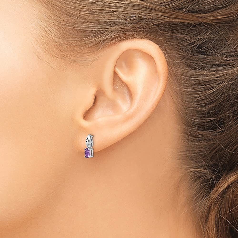 14K White Gold Amethyst and Diamond Stud Earrings for Women - Elegant Fine Jewelry Gift for Her - Perfect for Weddings, Anniversaries & Special Occasions