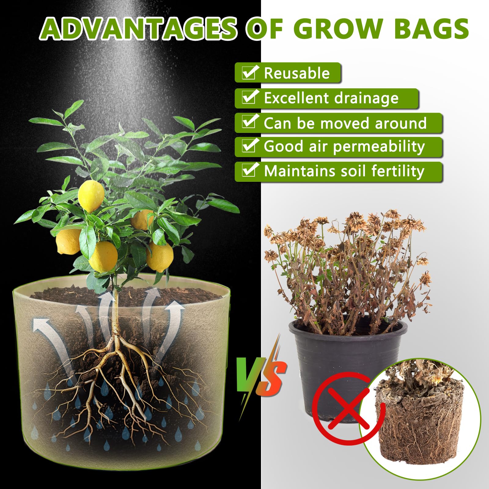Bestio 1 Gallon Plant Grow Bags - 8 Pack Heavy Duty 300G Non-Woven Fabric Pots for Vegetables, Fruits, Flowers - Perfect for Backyard Gardening, Outdoor Planting & Indoor Hydroponics