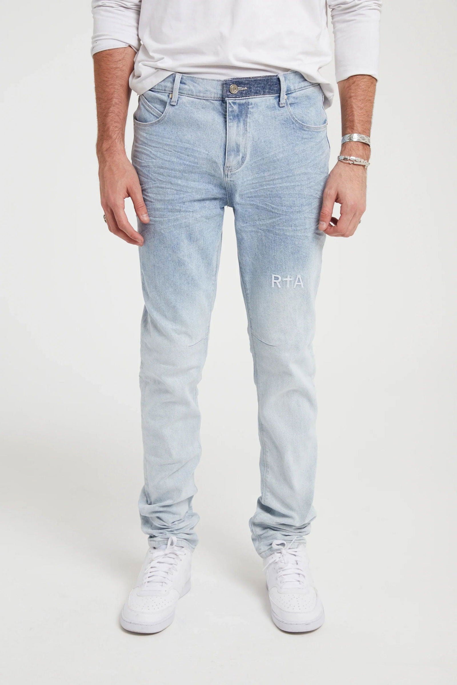RTA Bryant Light Wash Jeans for Women - High Waist Distressed Denim Pants - Perfect for Casual Outfits & Streetwear Fashion