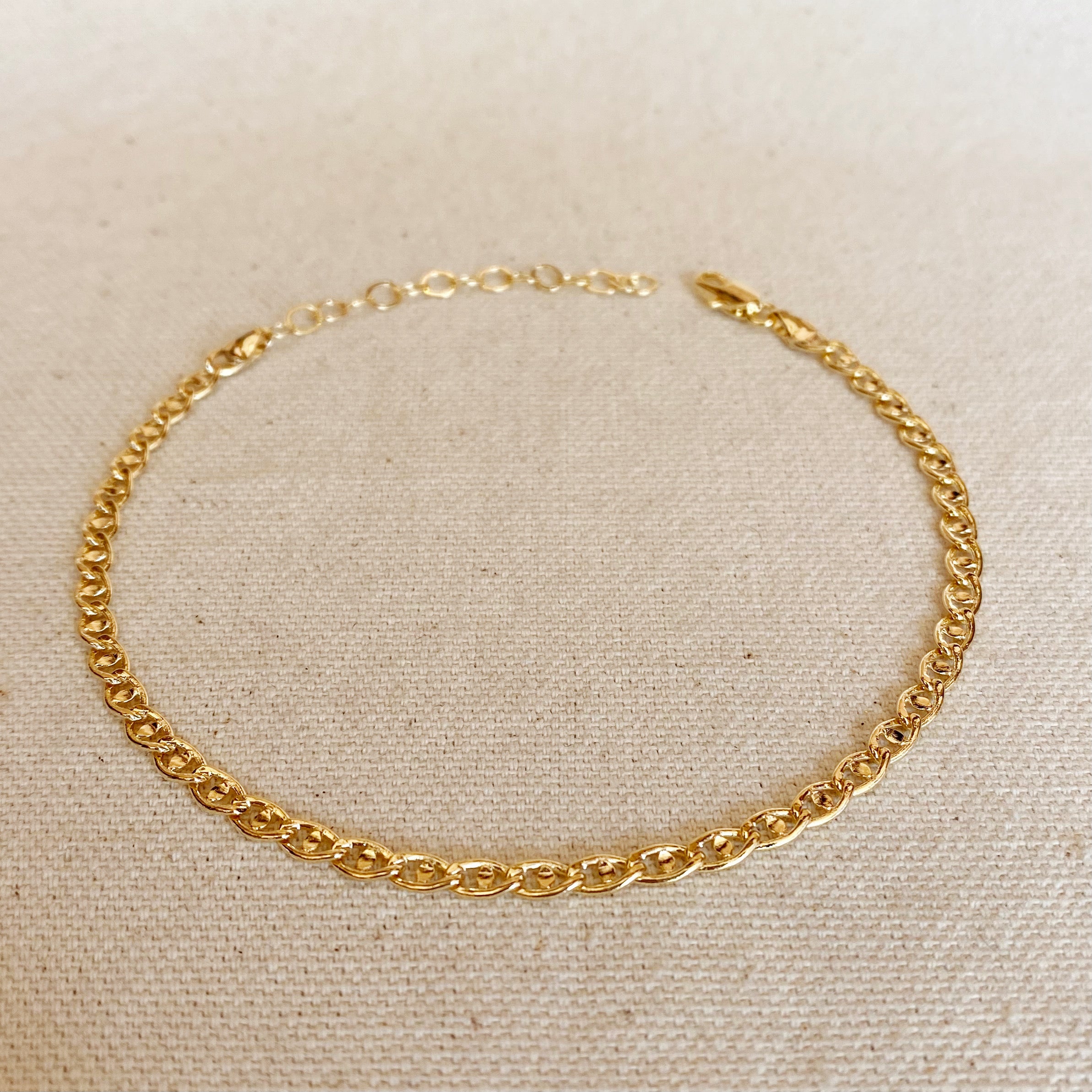 18K Gold Filled Mariner Chain Anklet - Dainty Nautical Jewelry for Women | Perfect for Beach Vacations, Summer Outfits & Gift Giving