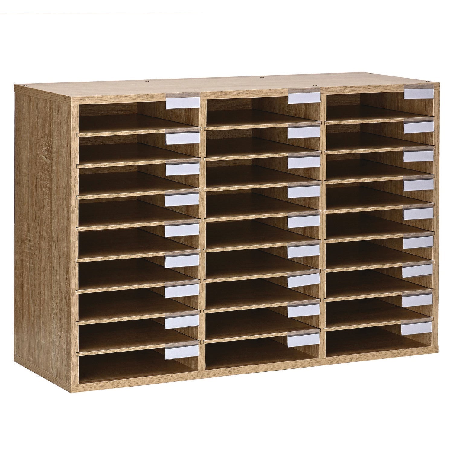 AdirOffice Wooden 27-Section Letter Size Literature Organizer - Medium Oak File Sorter (31.49