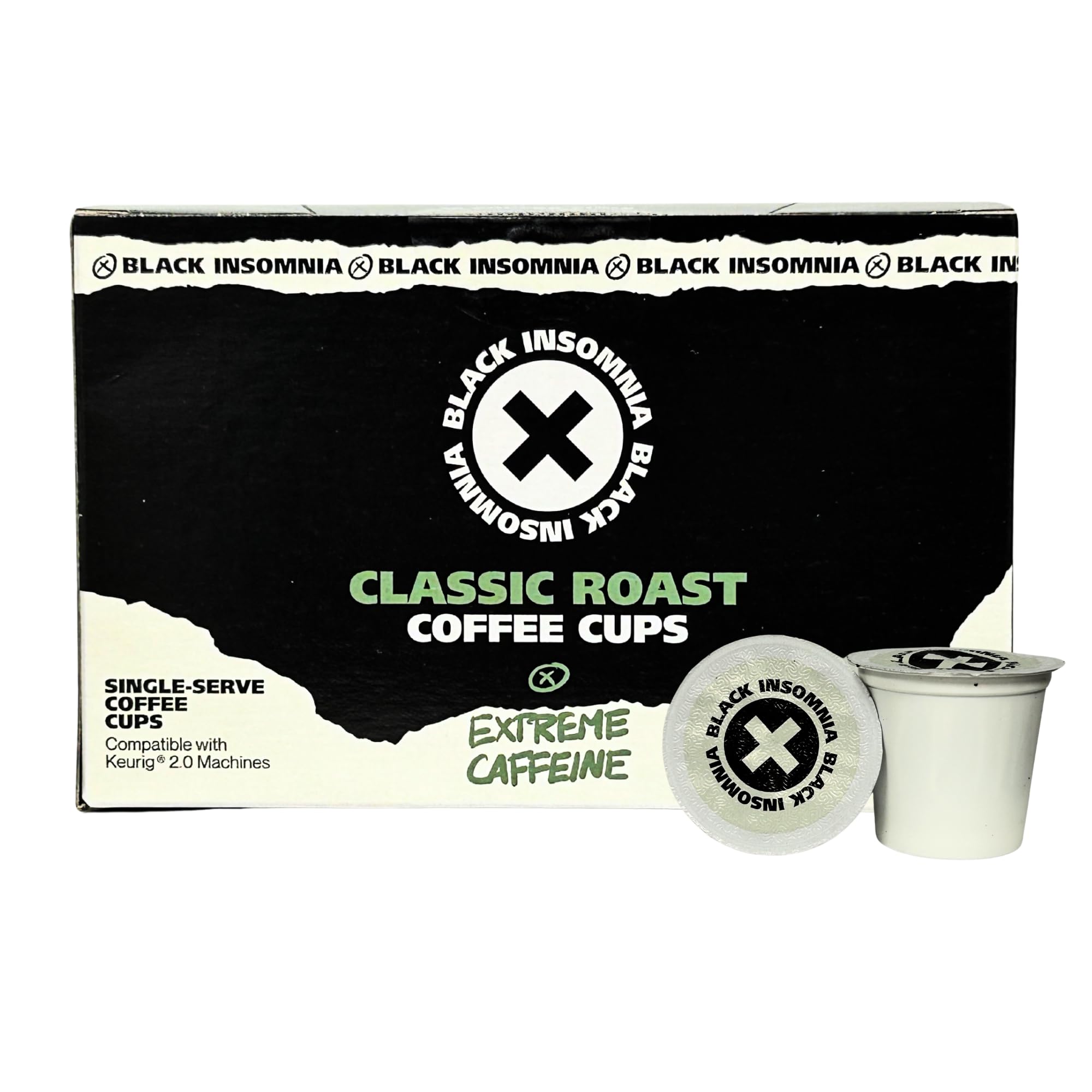 Black Insomnia Coffee Single Serve Pods for Keurig Brewers - World's Strongest Coffee (36 Count) - Perfect for Home, Office & Travel Use
