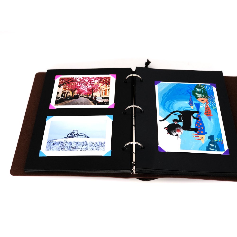 MAMACHU DIY Retro Scrapbook Photo Album - 60 Black Pages for Travel Memories, Wedding, Anniversary, Mother's Day, Thanksgiving & Christmas Gifts | Perfect for Photo Preservation, Creative Journaling & Special Occasions