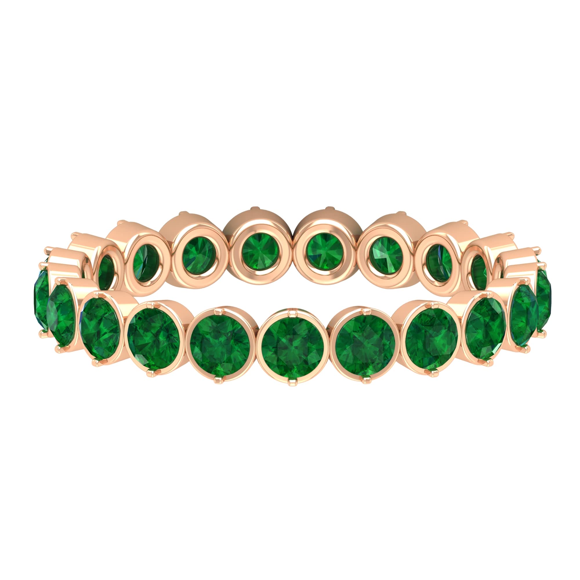 1.25 CT Emerald Eternity Ring - 14K Solid Gold Bezel Set Green Emerald Classic Wedding Band for Women, Perfect for Anniversary, Engagement & Special Occasions