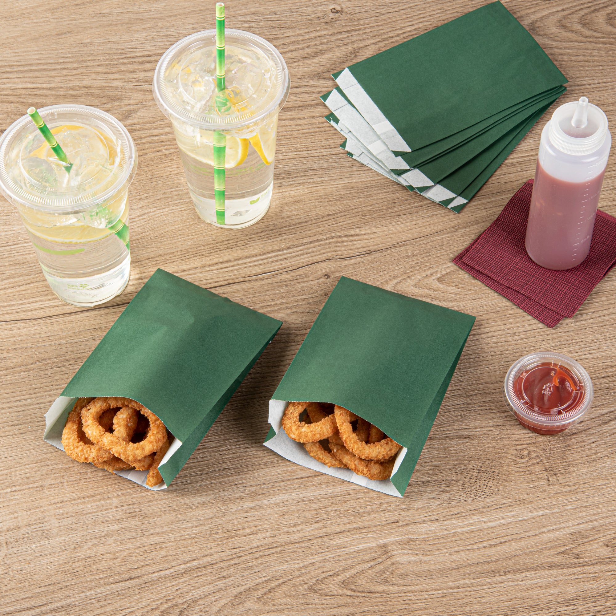 Eco-Friendly Forest Green French Fry & Snack Bags - 4.25