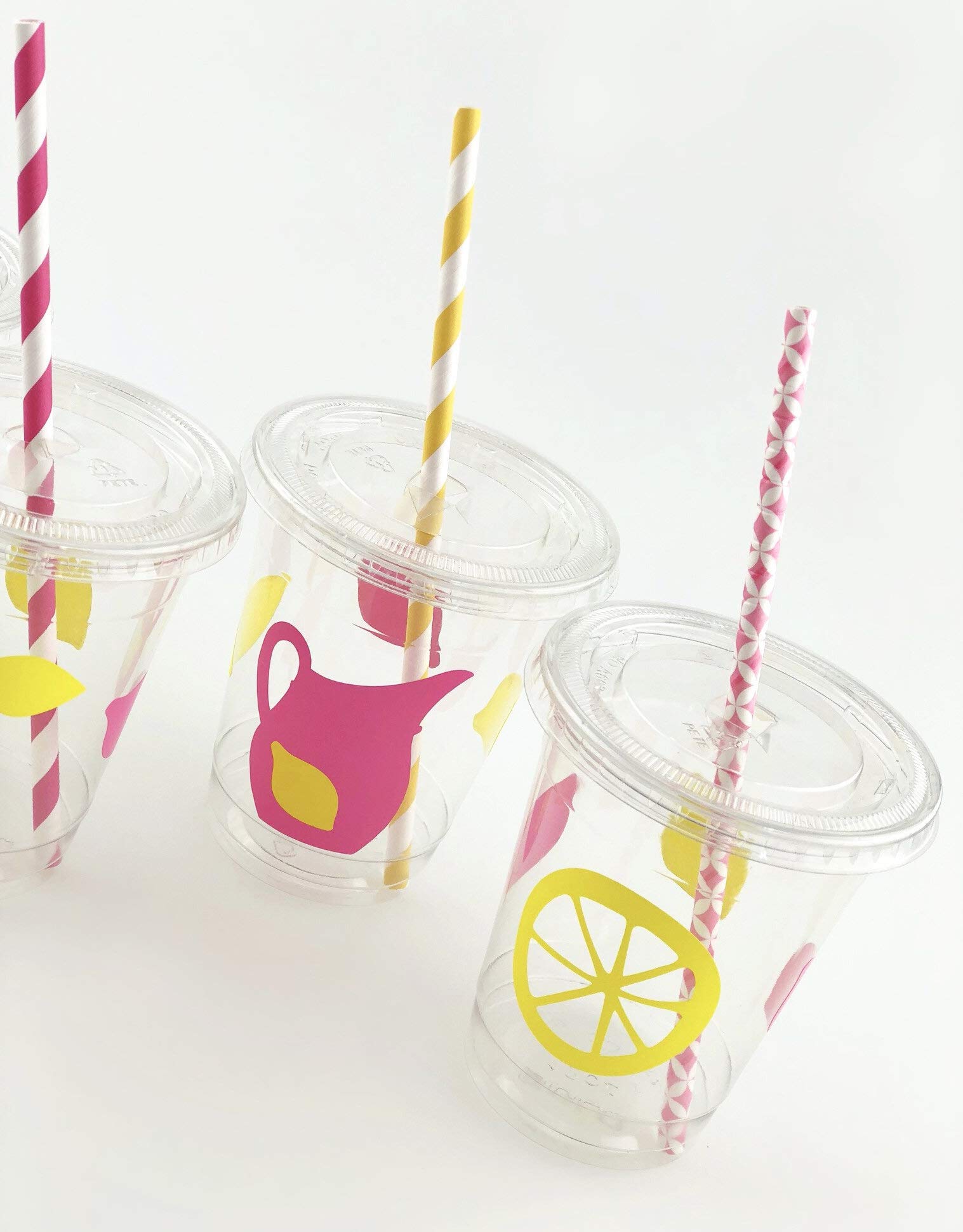 12-Pack Pink Lemonade Disposable Party Cups - Citrus Fruit Themed for Birthday Celebrations, Summer BBQs, and Picnics