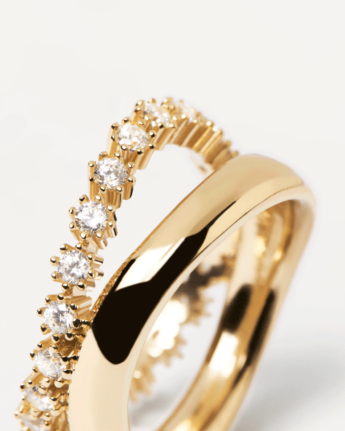 GRID 2 Motion Gold Ring for Women - Elegant Stackable Minimalist Jewelry - Perfect for Everyday Wear, Date Nights & Special Occasions