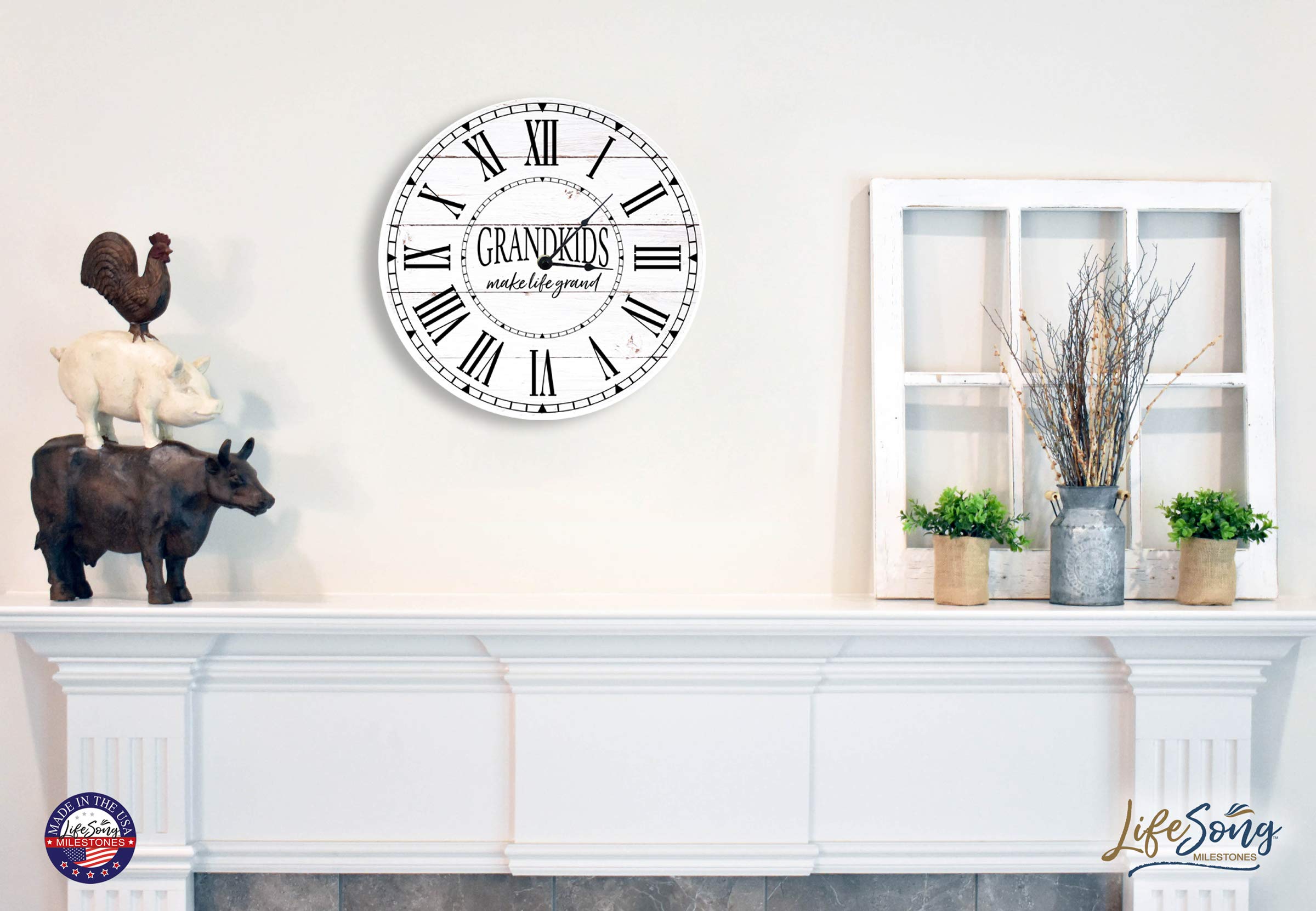 LifeSong Milestones 12-Inch Wooden Wall Clock - Elegant Anniversary Gift for Couples, Parents & Grandparents - Perfect for Living Room, Dining Room, Bedroom Decor - Shiplap Design - Ideal for Wedding Anniversaries, Family Gatherings & Home Décor
