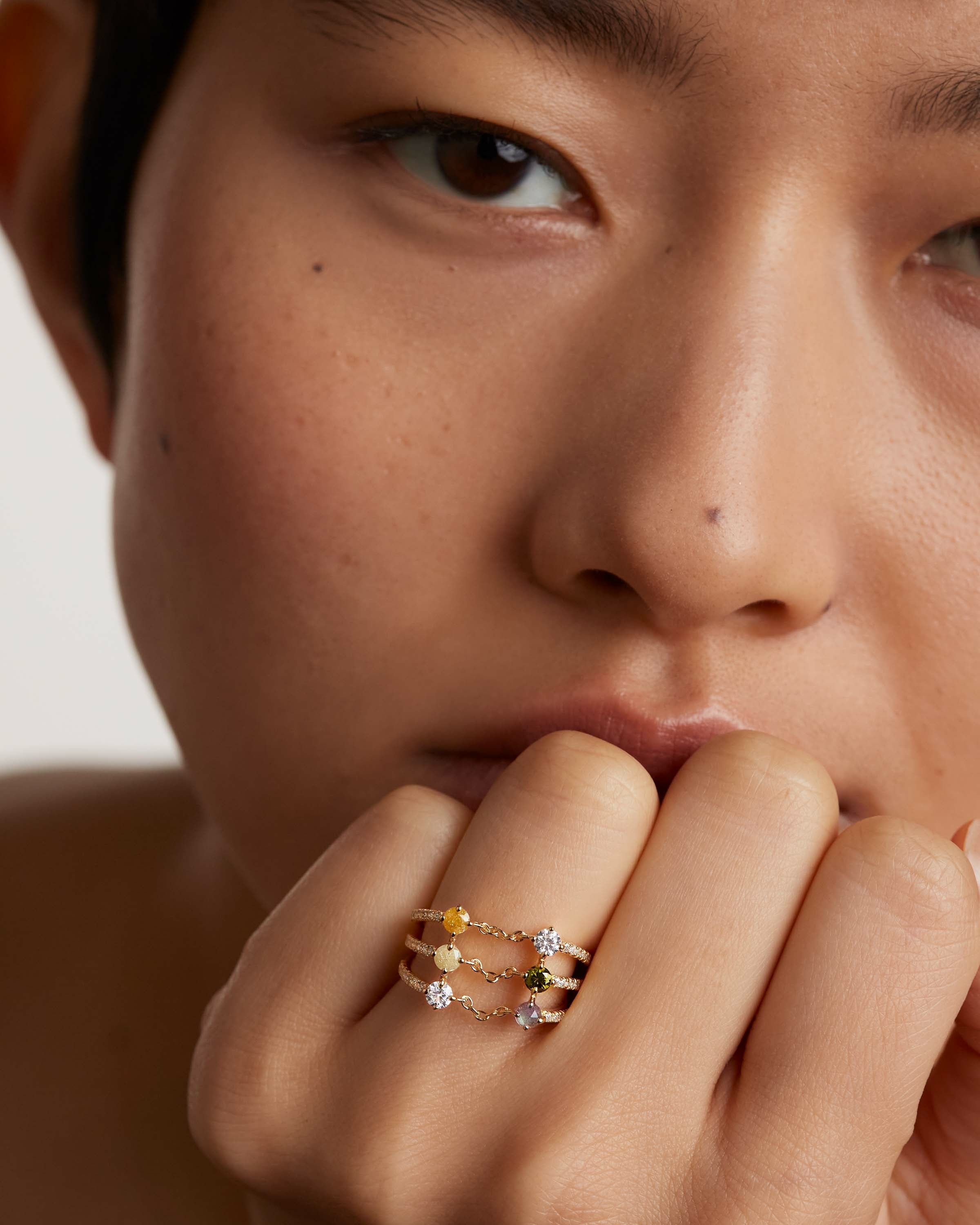 GRID 4 Juno Gold Ring for Women - 14K Solid Gold Minimalist Stacking Ring - Perfect for Everyday Wear, Gifts & Special Occasions