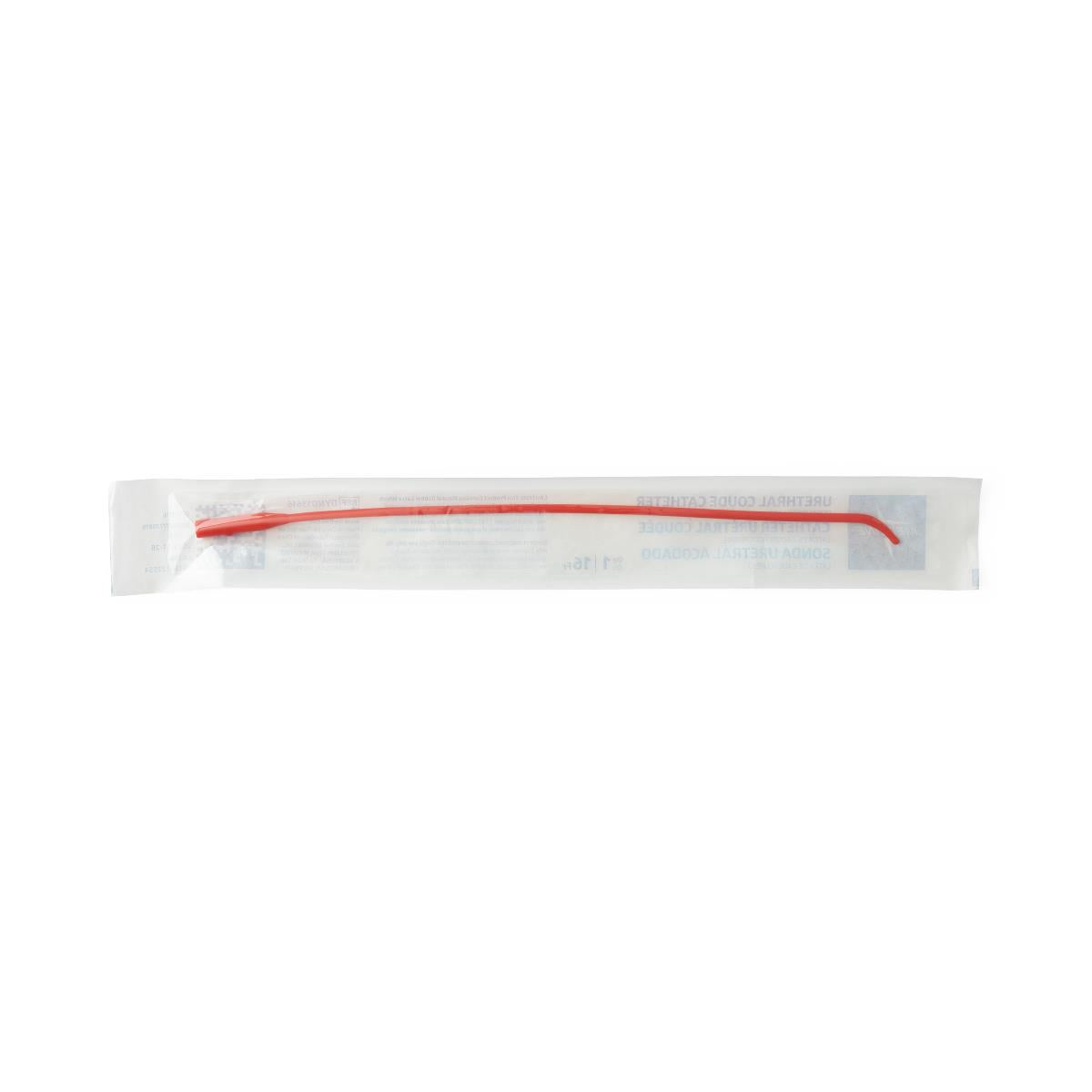 Sterile Red Rubber Coude Tip Urethral Catheter 14FR (Case of 12) - Medical Grade Catheter for Urological Procedures, Home Healthcare & Hospital Use