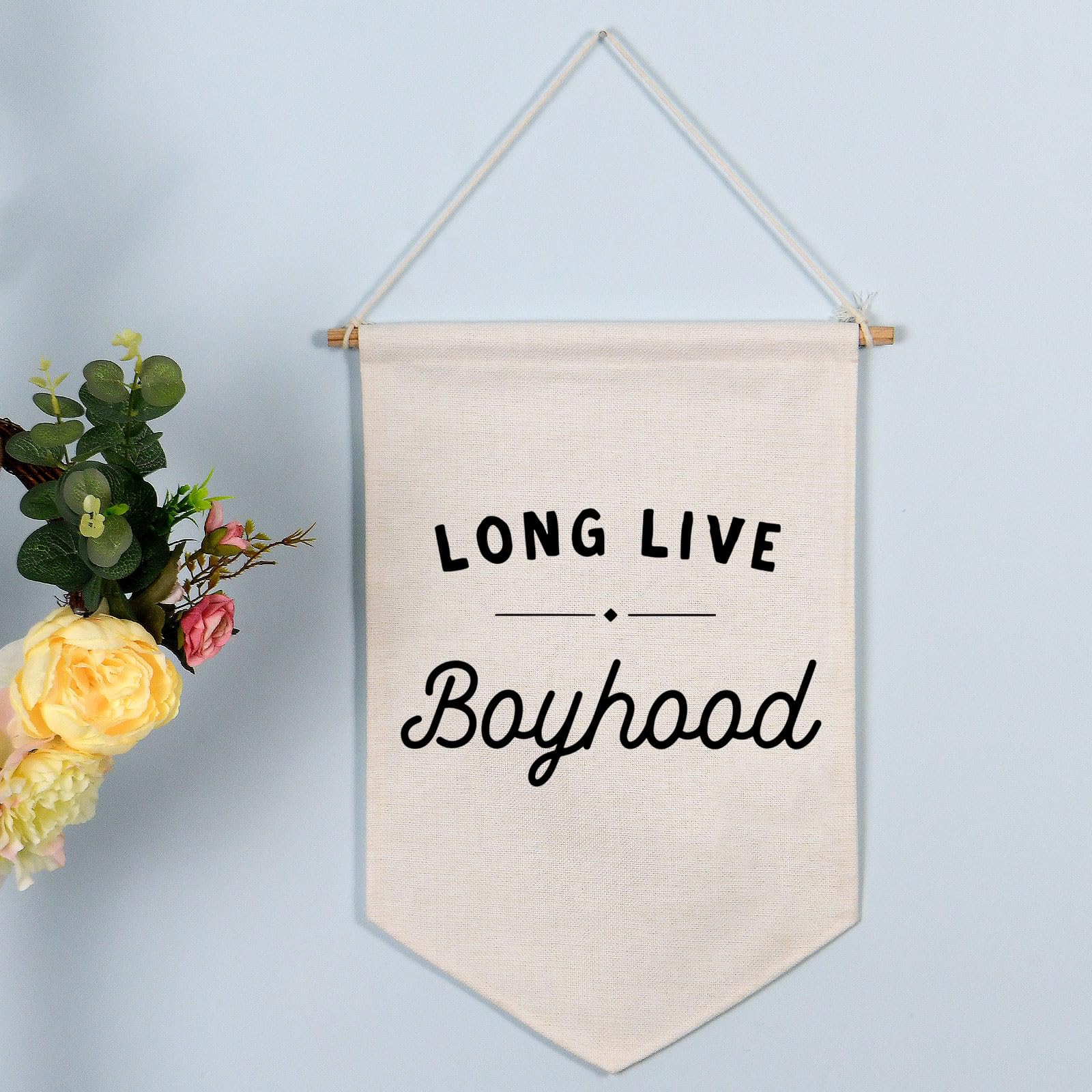 Long Live Boyhood Pennant Flag - Boho Wall Art Banner for Kids Room, Nursery & Playroom Decor - Perfect for Boys Bedroom, Brother's Room & Nursery Wall Decor - Ideal for Birthday Parties, Baby Showers & Themed Room Design