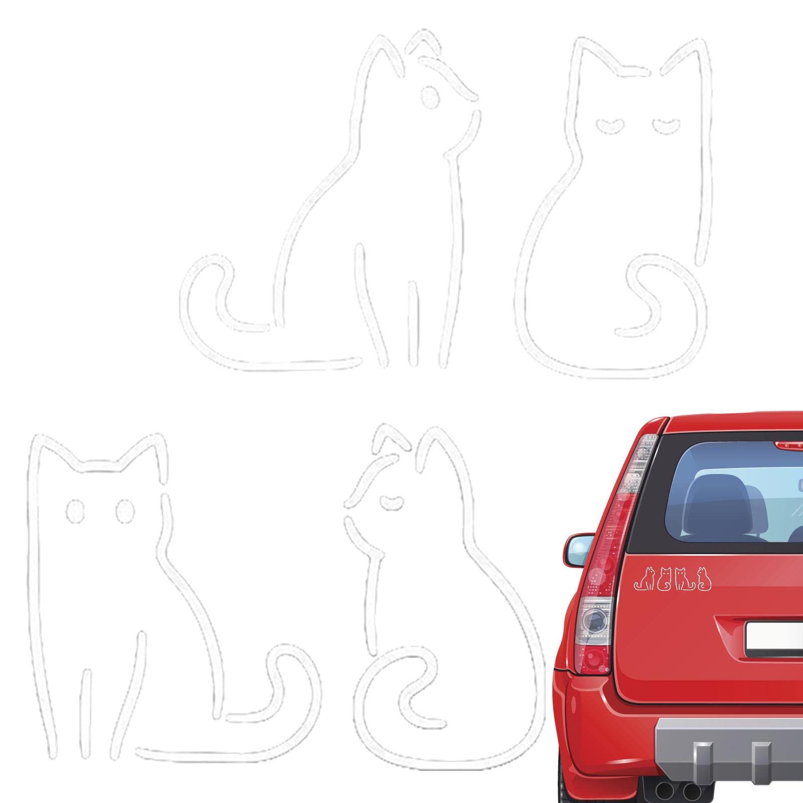REMEK Cat Sticker Decals for Car Windows - 4 Adorable Cartoon Cat Decals for Trucks & Vehicles - Funny Rear Window Stickers for Pet Lovers (Perfect for Personalizing Your Ride & Showing Cat Love)