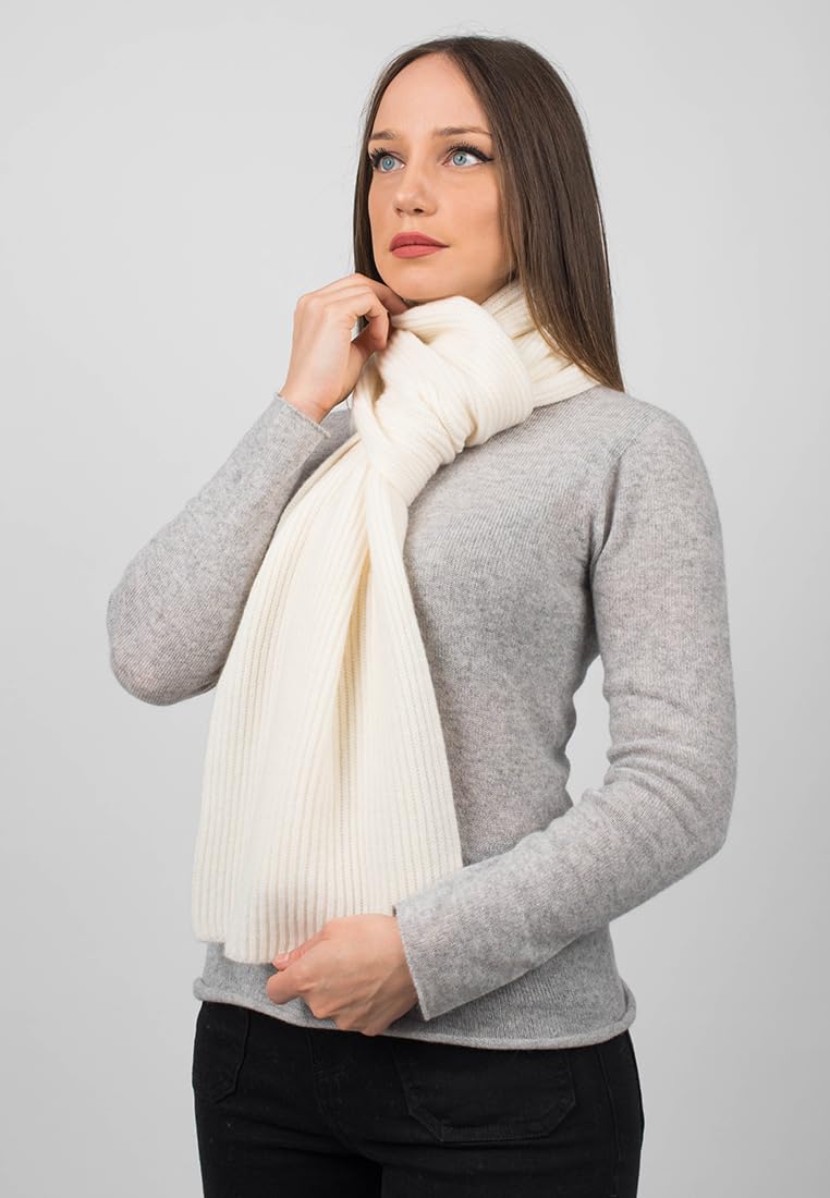 Luxury Dalle Piane 100% Cashmere Ribbed Scarf for Women & Men | Italian-Made Soft Winter Accessory | Perfect for Cold Weather & Stylish Outfits