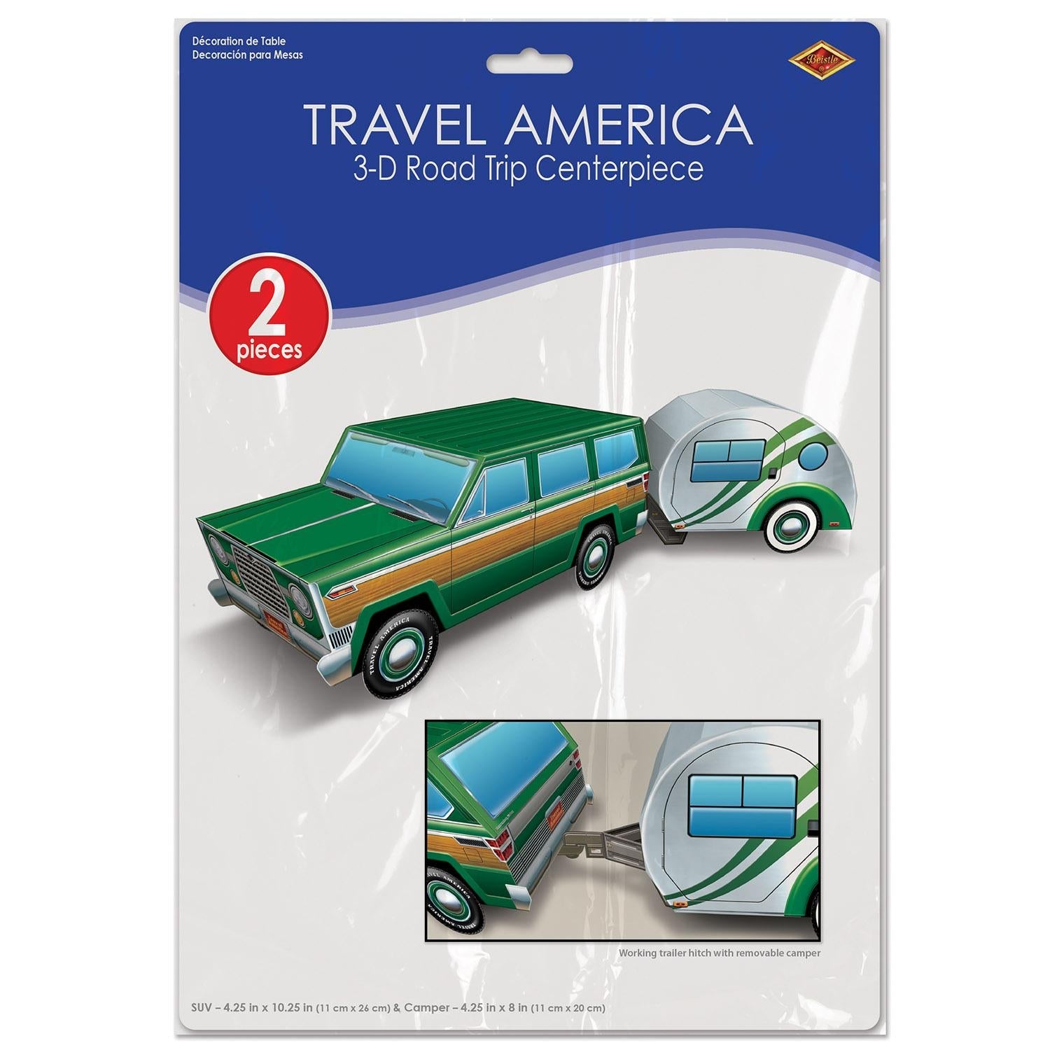 12 Pack Beistle 3D Travel America Road Trip Party Centerpieces - Patriotic 4th of July Decorations for Table, Independence Day, Memorial Day & Summer BBQ Party Supplies
