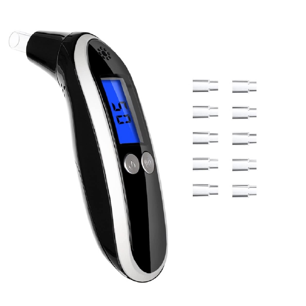 Ketone Breath Tester - Accurate Ketosis Meter & Keto Breathalyzer with 10 Reusable Mouthpieces (Black) | Track Ketosis for Weight Loss & Low Carb Diet | Perfect for Keto Dieters & Fitness Enthusiasts