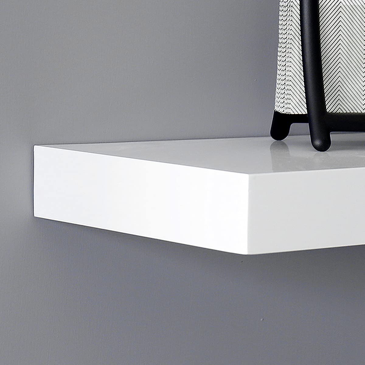 RANK Floating Shelves 2 Pack - Modern Wall Mounted Display Shelves for Home Decor - White Wooden Shelves (35.5